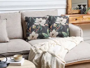 Set of 2 Cushions ZAHRIYE 45 x 45 cm Floral Black