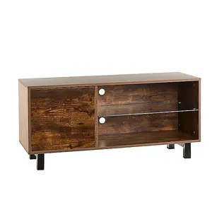 TV Stand Cabinet Rustic Oak for 42-55 inch TV's On Steel Legs Cabinet 110cm