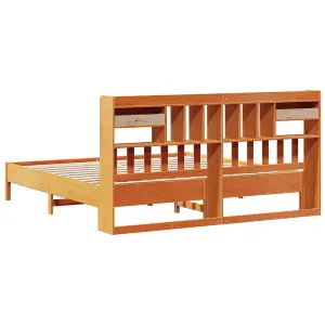 Berkfield Bookcase Bed without Mattress Wax Brown 180x200 cm Super King Solid Wood Pine