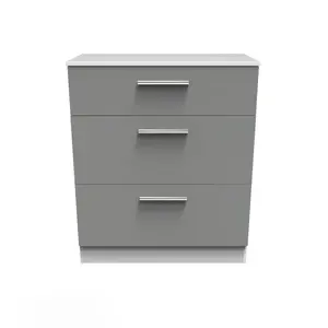 Trent 3 Drawer Deep Chest in Dusk Grey & White (Ready Assembled)