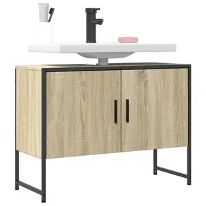 17 Stories Bathroom Sink Cabinet Sonoma Oak 80X33x60 Cm Engineered Wood Sonoma Oak