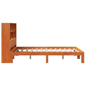 Berkfield Bookcase Bed without Mattress Wax Brown 120x200cm Solid Wood Pine