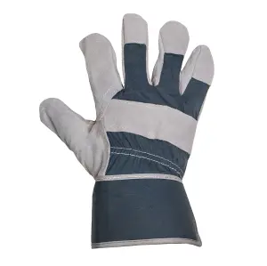 Mulch. Heavy Duty Gardening Gloves - Suede Fingertips and Palm - Extended Elasticated Cuff - Large Size 9 - 1 Pair