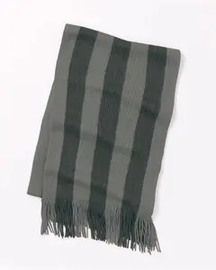 Cotton Traders Men's Stripe Scarf In Grey - Size One Size