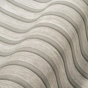 AS Creation Wooden Slats Panelling 3D Wood Panel Stripe Non Woven Wallpaper Off White Silver Grey 39109-5