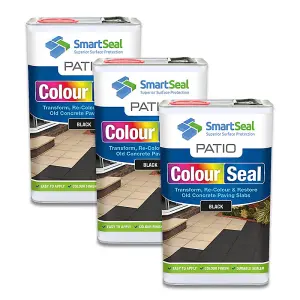 Smartseal Patio ColourSeal, Black, Seal and Restore Concrete Paving Slabs, Concrete Paint for Patio, Concrete Sealer, 3 x 5L