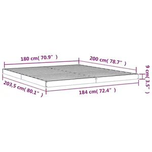 Bed Frame Solid Wood Black / Super King (6')