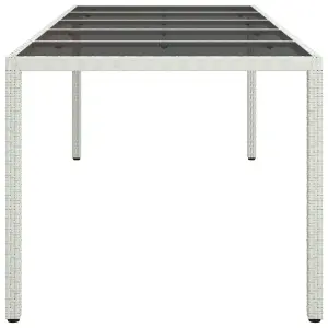 Berkfield Garden Table White 250x100x75 cm Poly Rattan and Tempered Glass