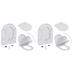 Toilet Seats with Soft Close Lids 2 pcs Plastic White