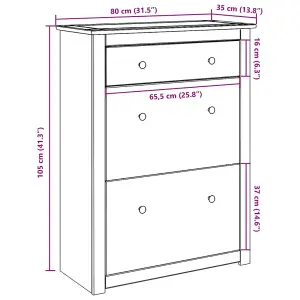 Berkfield Shoe Cabinet Panama 80x35x105 cm Solid Wood Pine