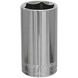 30mm Chrome Plated Deep Drive Socket - Durable 1/2 Inch Square Drive Tool