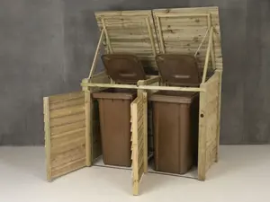 Wooden Wheelie Bin Store (Double, Light green (Natural)