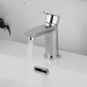 BATHWEST Mono Basin Sink Mixer Taps Chrome Bathroom Sink Taps Mixer Single Lever Modern Faucet