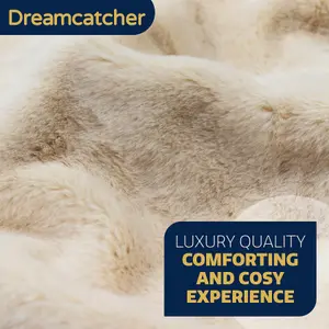 Dreamcatcher Blanket Throw Soft Faux Fur 160 x 130cm Overblanket Natural Cream