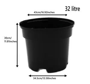 Black Plastic Plant Pot Flower Pots 32 Litres x 100 Pots