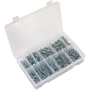 Versatile 600 Pack Self Tapping Screw Assortment with Countersunk Pozi Heads