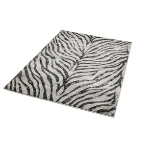 Grey Abstract Modern Easy to Clean Animal Rug For Dining Room -200cm X 290cm