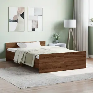 Berkfield Bed Frame with Headboard and Footboard Brown Oak 120x200 cm