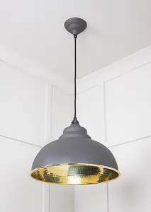 Hammered Brass Harborne Pendant in Bluff