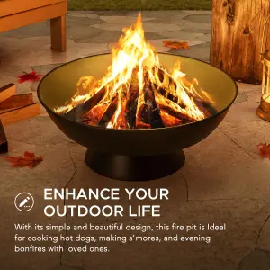 SUNJOY 58cm Patio Portable Fire Pit For Outdoor, Black Steel Wood Burning Fire Pit