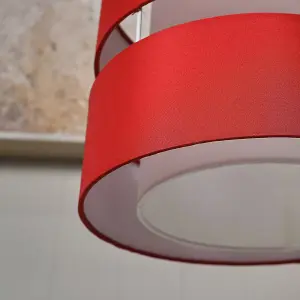 ValueLights Sophia Modern 2 Tier Red Cylinder Ceiling Pendant Light Shade