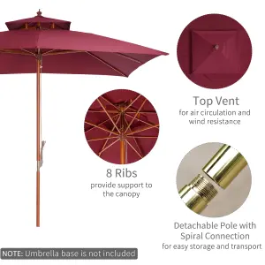 Outsunny 3M Garden Parasol Patio Bamboo Sun Umbrella Sun Shade Outdoor Canopy