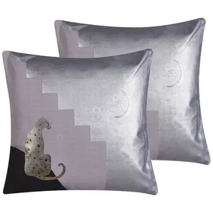 Set of 2 Cushions DIGITALIS Boucle 45 x 45 cm Abstract Multicolour