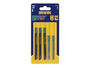 IRWIN 5-Piece U-Shank Jigsaw Blade Set for Precision Wood and Metal Cutting