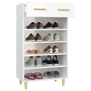 Berkfield Shoe Cabinet High Gloss White 60x35x105 cm Engineered Wood