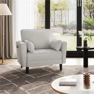 Yaheetech Oversized Armchair Single Sofa with 2 Pillows - Greige