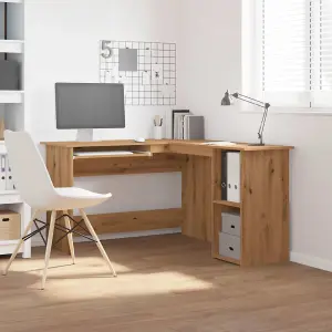 Berkfield Corner Desk Artisan Oak 120x140x75 cm Engineered Wood