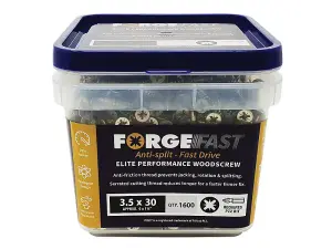 ForgeFix FFP440YT ForgeFast Pozi Compatible Elite Performance Wood Screw ZY 4.0 x 40mm Tub 1200 FORFFP440YT