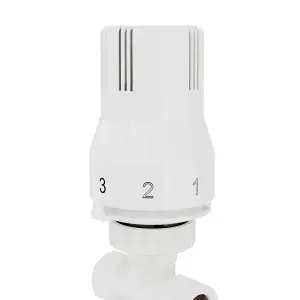 Rinse Bathrooms Straight Thermostatic Radiator Valve TRV + Lockshield 15mm White