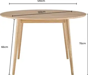 DUSK Heidi Solid Oak 4-6 Seater Round Dining Table - Natural