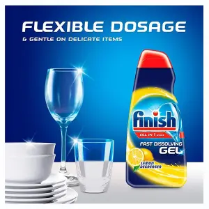 10 x Finish All In One Max Dishwasher Degreaser Fast Dissolving Gel Lemon 700 ml