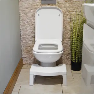 Folding Bathroom Toilet Squat Stool - Easy to Clean - Fits Neatly Around Toilet