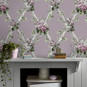 Laura Ashley Elwyn Grape Floral Smooth Wallpaper Sample