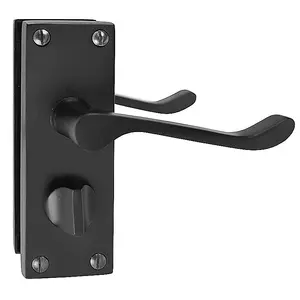 Z707 Victorian Scroll Privacy Easy Fit Door Handle, Matt Black - Handlestore