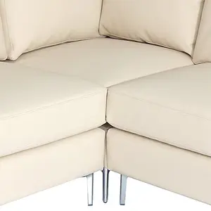 Baltic Faux Leather Corner Sofa In Ivory