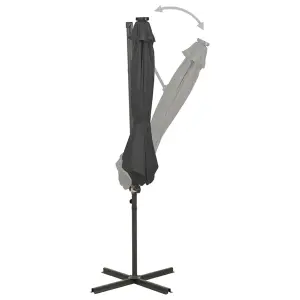 Berkfield Cantilever Umbrella with Pole and LED Lights Anthracite 300 cm