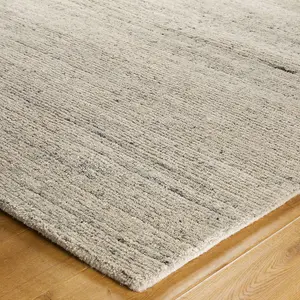 Modern Striped Easy to Clean Cream Wool Rug for Living Room & Bedroom-160cm X 230cm