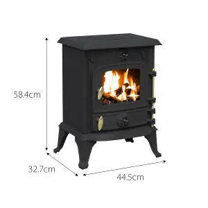 5kW Cast Iron Solid Multifuel Wood Burning Stove + Firewood Starter Kit