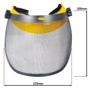 SPARES2GO Full Face Protective Shield Strimming Trimming Chainsaw Garden Metal Mesh Visor (One Size, Adjustable Headband)