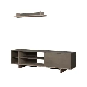 Decortie Stockton Modern TV Unit with Storage Wall Shelf 65" TVs Retro Grey Mocha Grey 160cm Wide