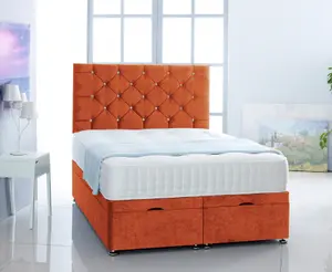 Orange  Naples Foot Lift Ottoman Bed With Memory Spring Mattress And Headboard 5.0FT King Size