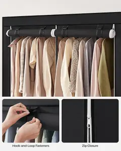 SONGMICS Wardrobe, Clothes Storage Wardrobe for Bedroom with 2 Clothes Rails, Portable, Collapsible, Clothes Rack, Black