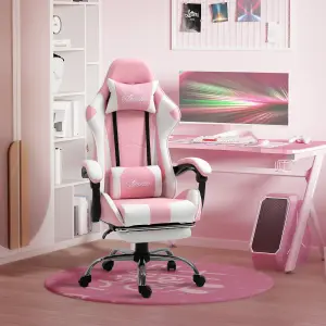 Vinsetto Racing Gaming Chair w/ Lumbar Support, Office Gamer Chair, Pink