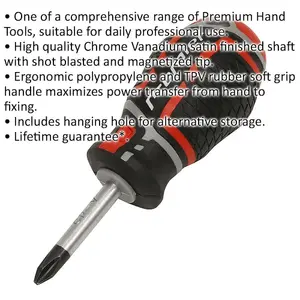 Ergonomic Phillips Stubby Screwdriver with Magnetic Tip - 38mm Premium Quality Tool