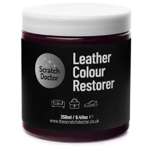 Scratch Doctor Leather Colour Restorer, Recolouring Balm for faded and worn leather 250ml Bordeaux