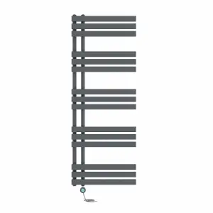 Rinse Bathrooms Designer Electric Thermostatic Heated Towel Rail D Shape Bathroom Radiator Warmer 1600x600mm Sand Grey